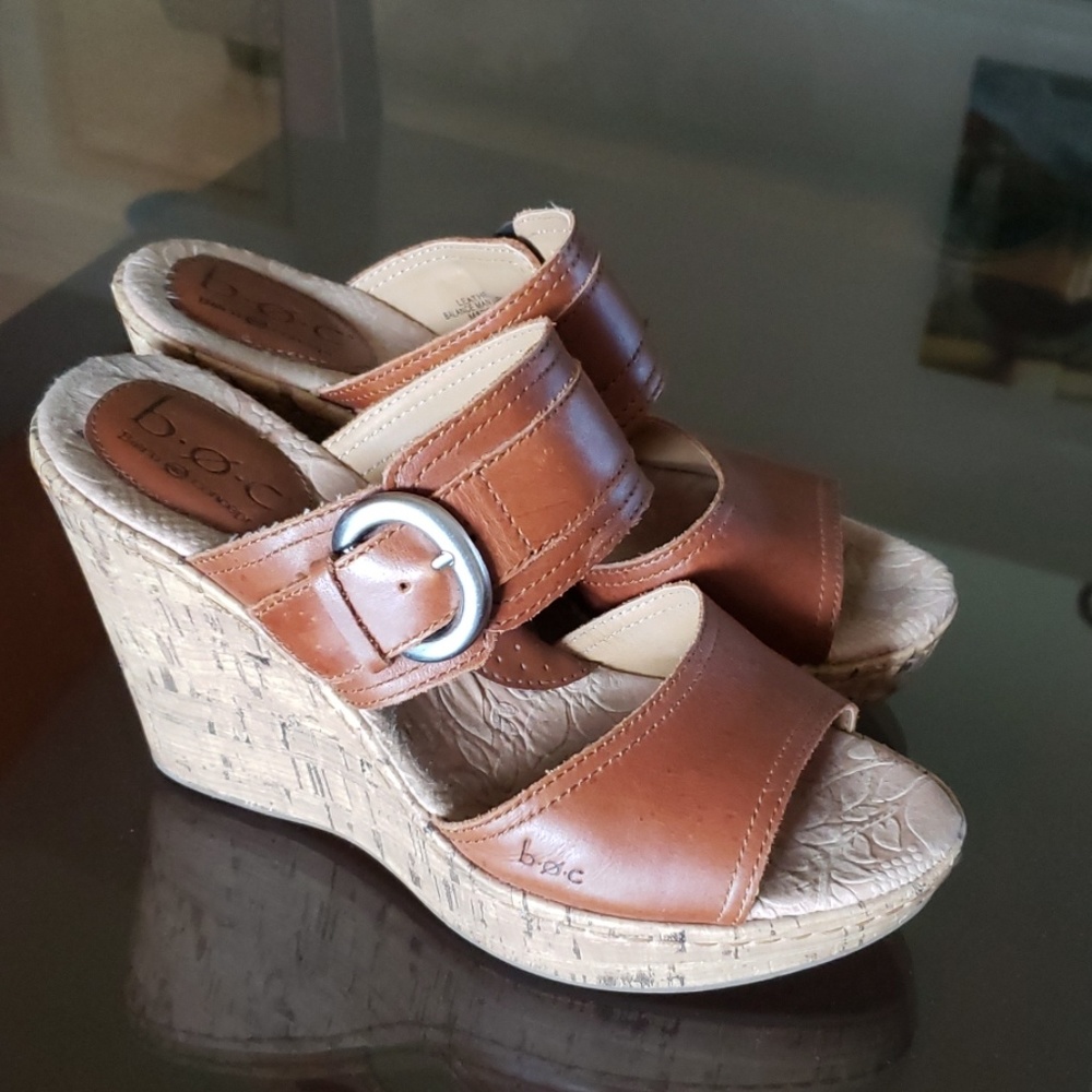 Brown Leather B.O.C. Wedges